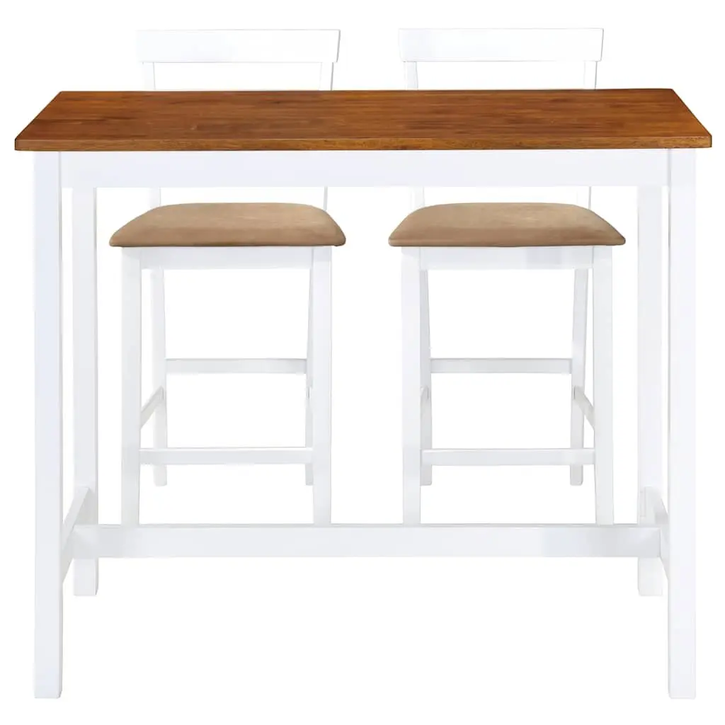 Bar Table and Stool Set 3 Pieces Kitchen Dining Furniture MDF Wood Dark Brown