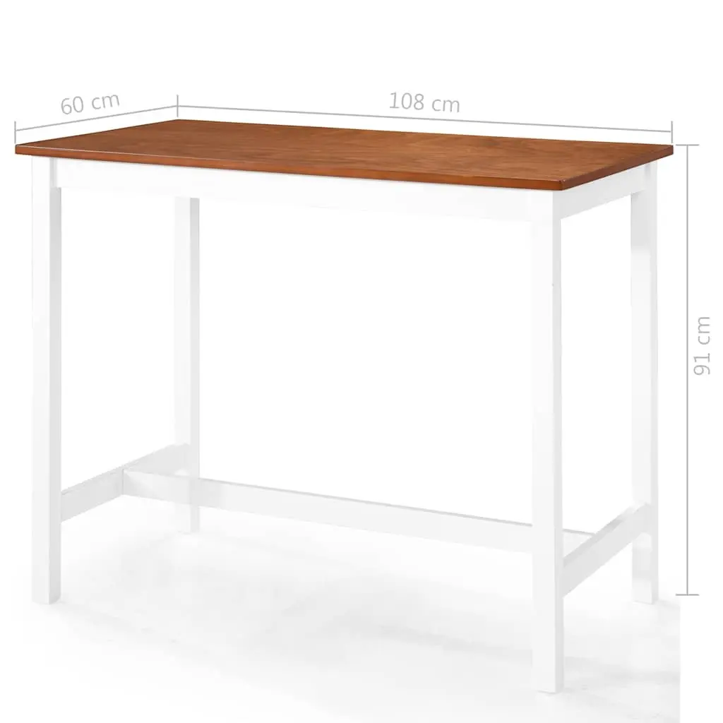 Bar Table and Stool Set 3 Pieces Kitchen Dining Furniture MDF Wood Dark Brown