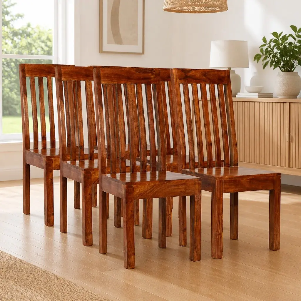 Dining Chairs Modern Solid Wood Brown 6 Piece Set
