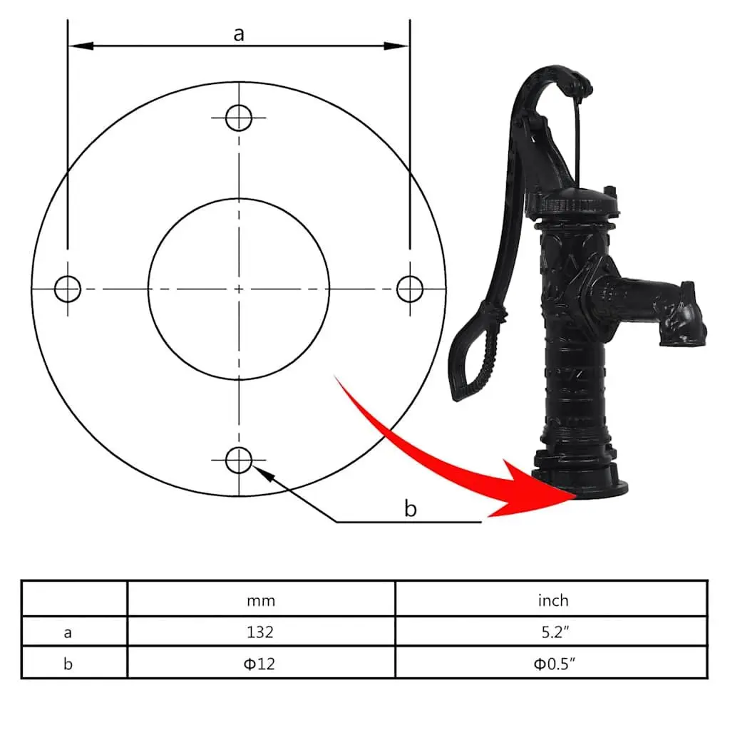 Hand Operated Garden Water Pump with Cast Iron Stand Black Well System