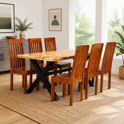 Friendly 7-Piece Dining Table Set in Solid Wood