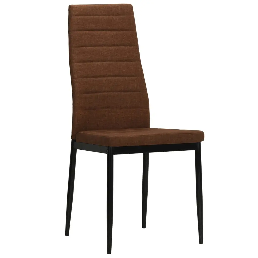 Padded Backrest Brown Fabric Dining Chairs Set 6 Pieces Kitchen Room Seats