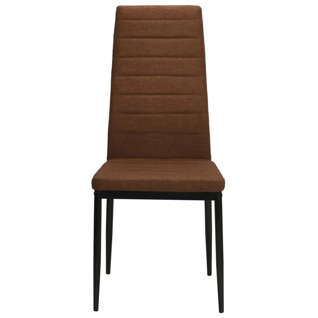 Padded Backrest Brown Fabric Dining Chairs Set 6 Pieces Kitchen Room Seats