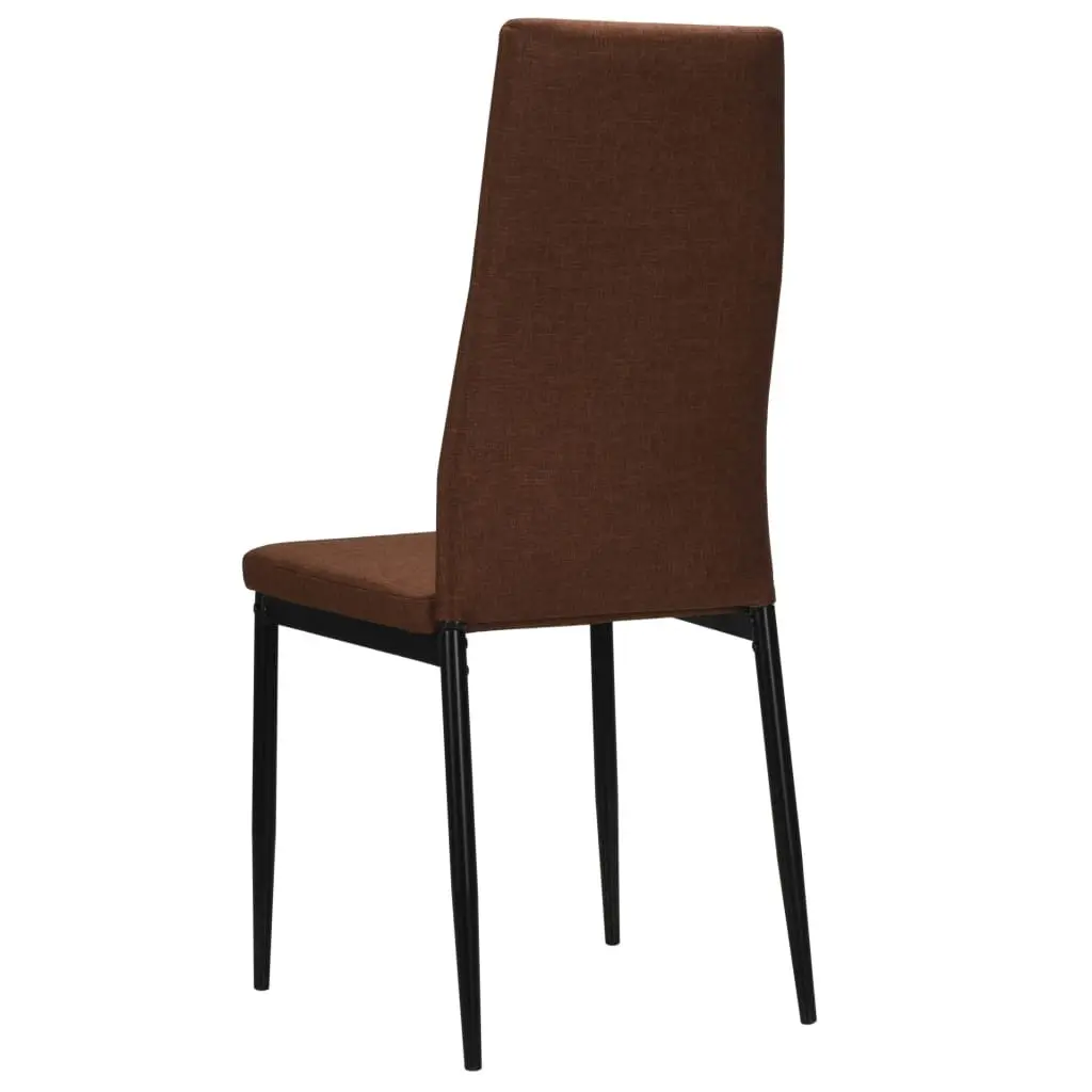 Padded Backrest Brown Fabric Dining Chairs Set 6 Pieces Kitchen Room Seats