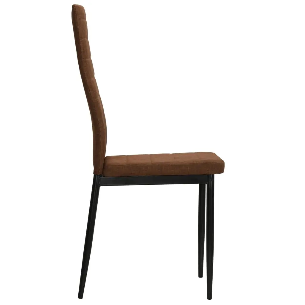 Padded Backrest Brown Fabric Dining Chairs Set 6 Pieces Kitchen Room Seats