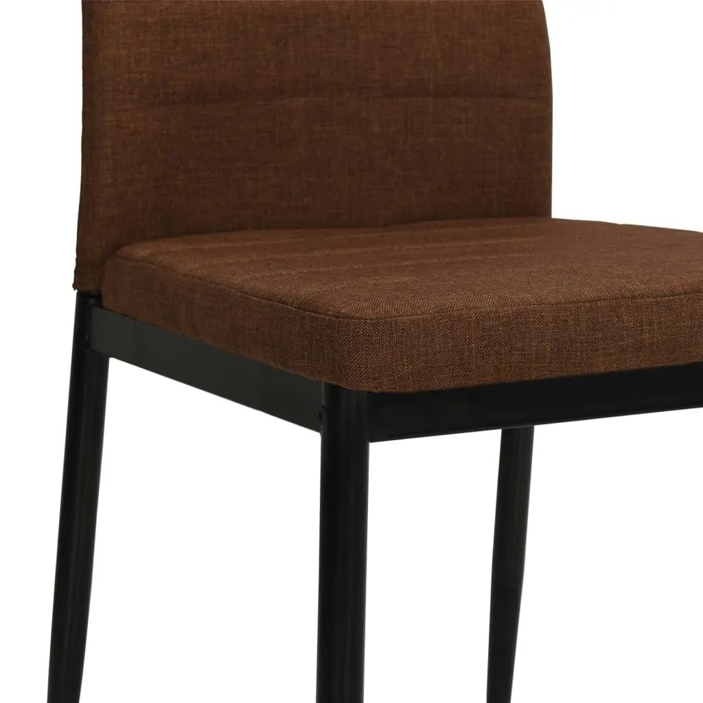 Padded Backrest Brown Fabric Dining Chairs Set 6 Pieces Kitchen Room Seats