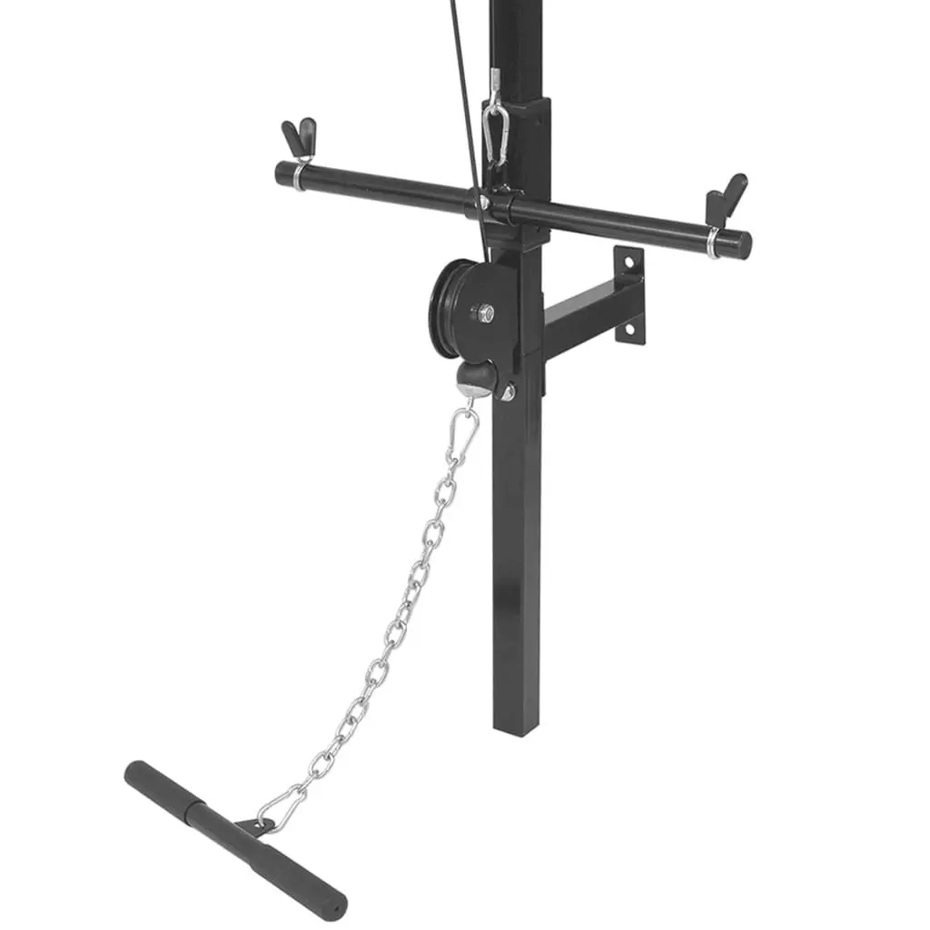 Wall-Mounted Power Tower Dual Pulley Strength Training Machine for Upper Body and Core Fitness