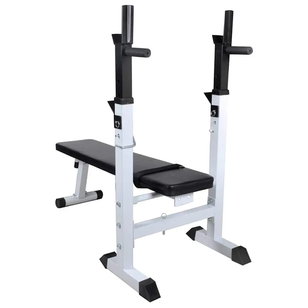 Adjustable Workout Bench with Integrated Weight Rack and Barbell Dumbbell Set for Home Gym