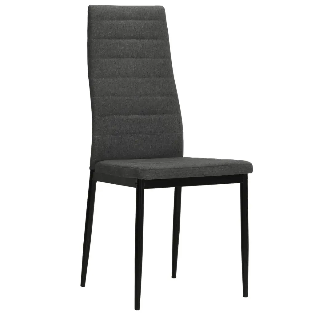 Dining Chairs Set 6 pcs Grey Fabric Kitchen Room Seat Padded Backrest
