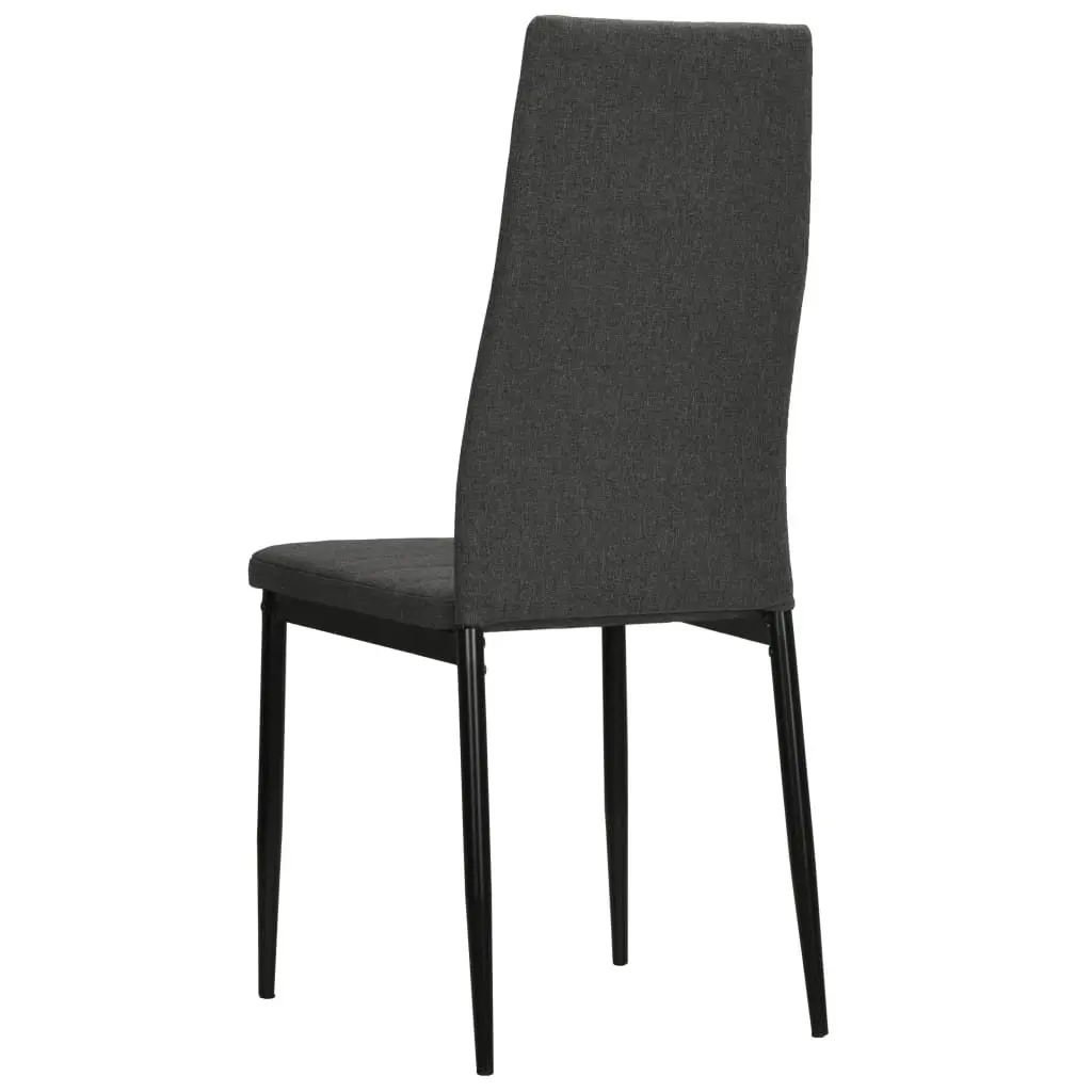 Dining Chairs Set 6 pcs Grey Fabric Kitchen Room Seat Padded Backrest