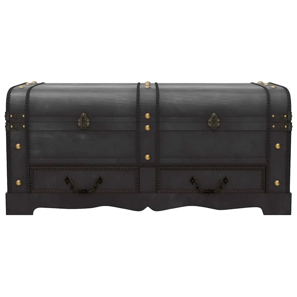 Storage Chest Wooden Treasure Box Black Vintage Retro Design Coffee Table