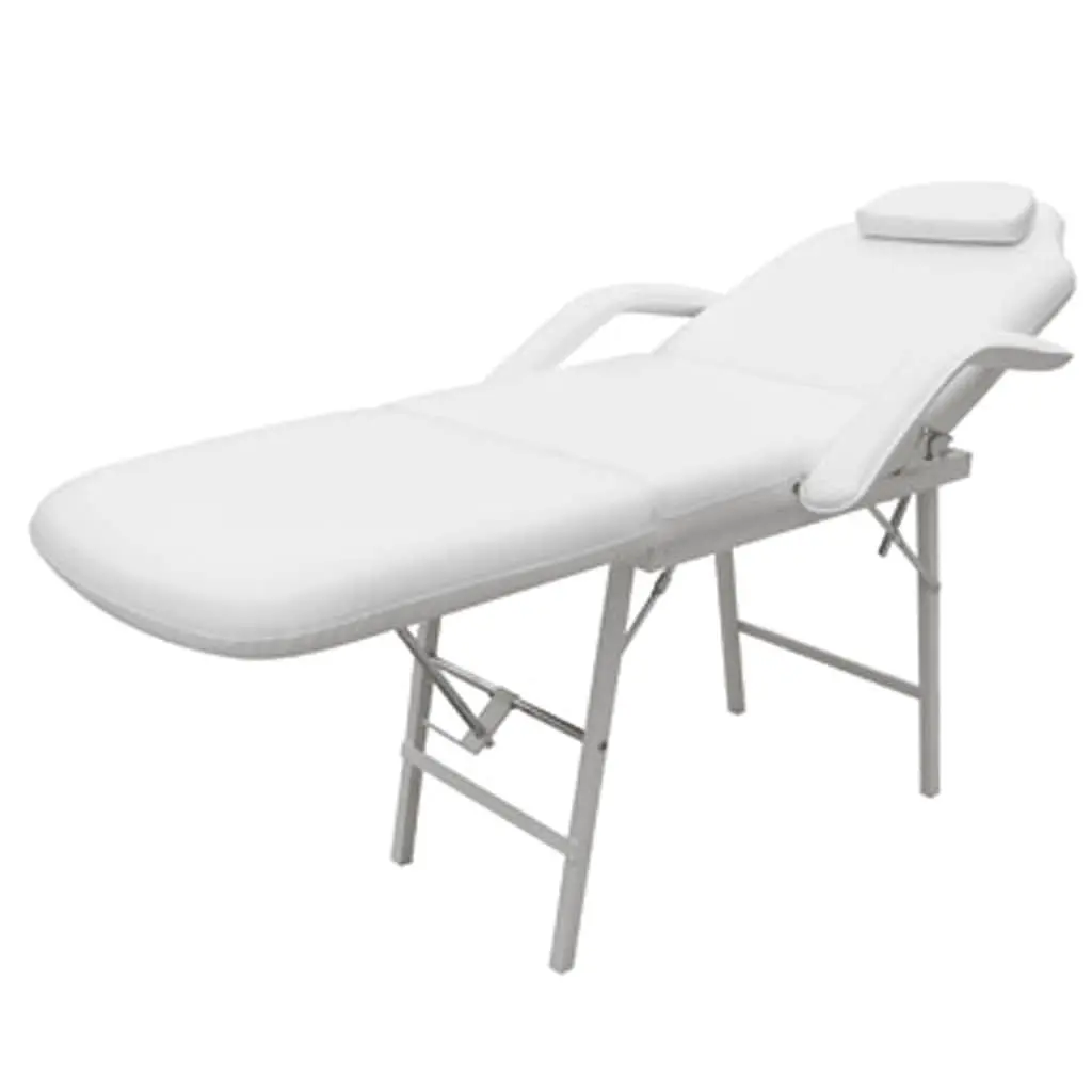 Facial Bed Adjustable Foldable White Artificial Leather Massage Therapy Chair