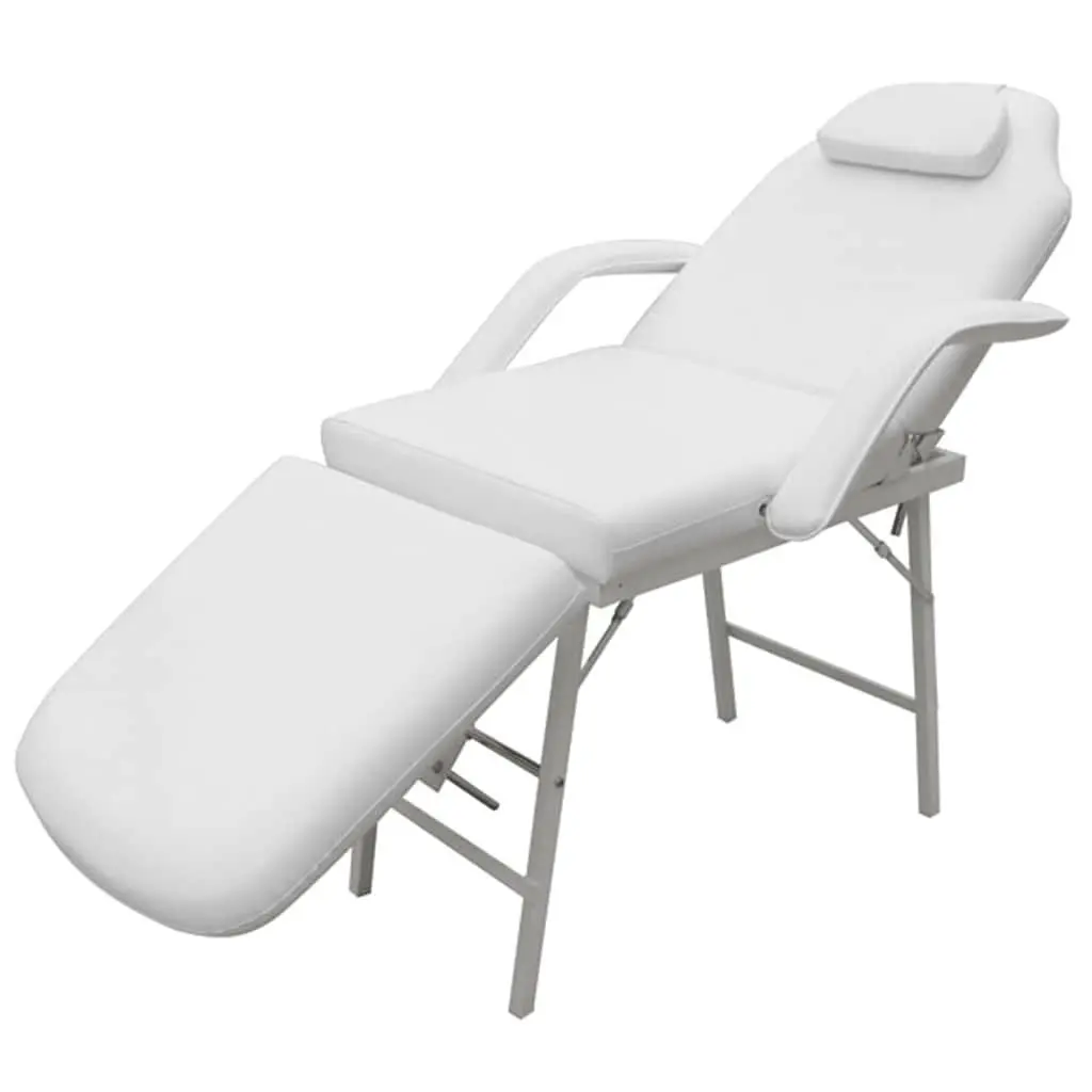 Facial Bed Adjustable Foldable White Artificial Leather Massage Therapy Chair