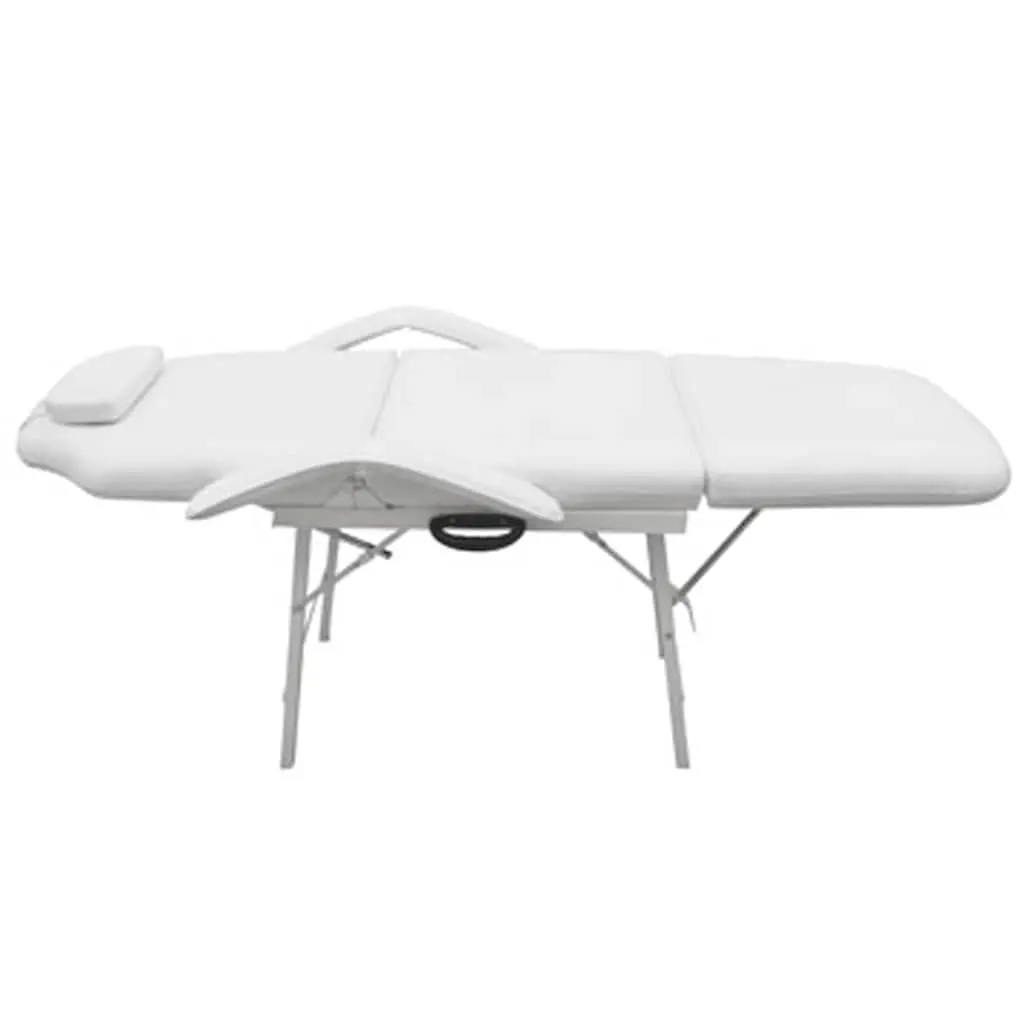 Facial Bed Adjustable Foldable White Artificial Leather Massage Therapy Chair