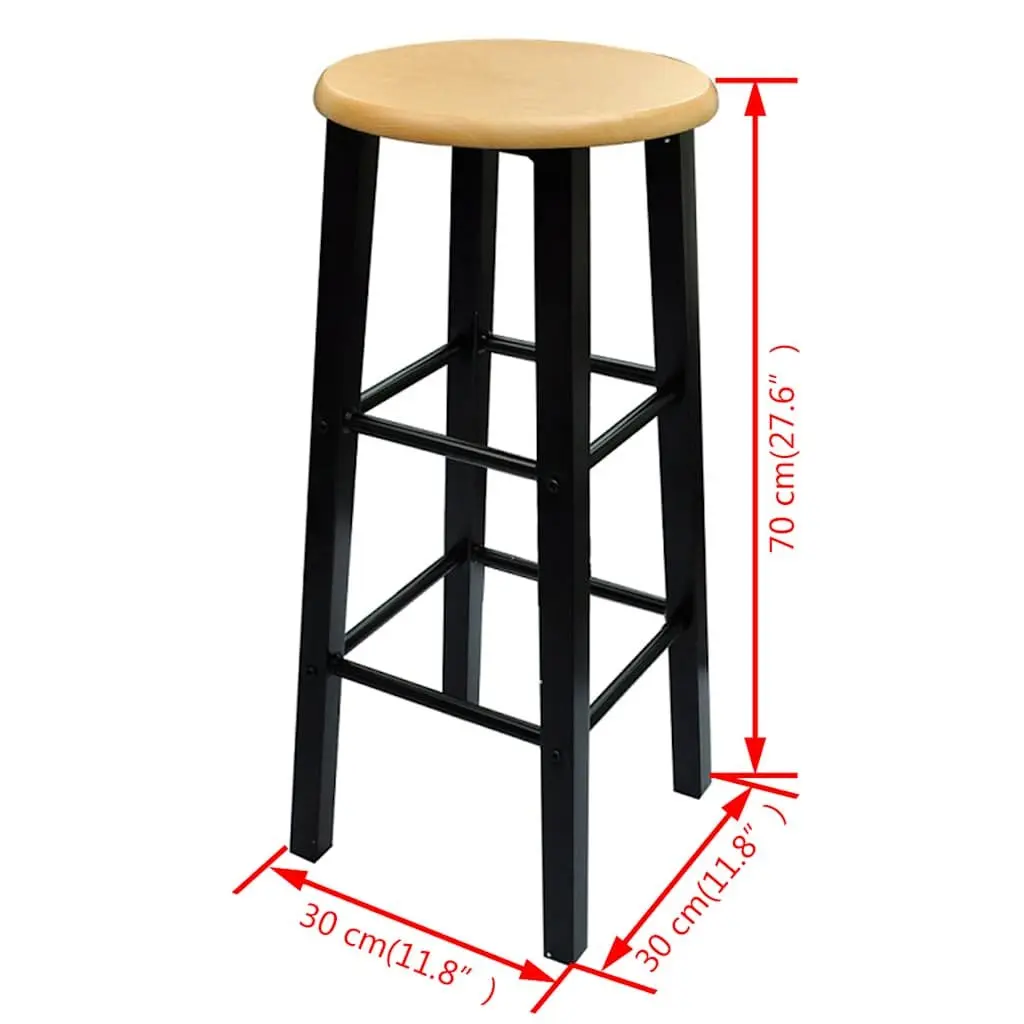 Bar Table and Stool Set 3 Pieces Kitchen Dining Furniture Brown Wood Steel
