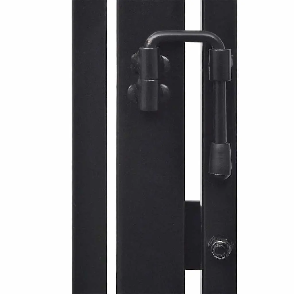 Fireplace Fence Black Steel Guard Screen with Swing Gate Door Barrier