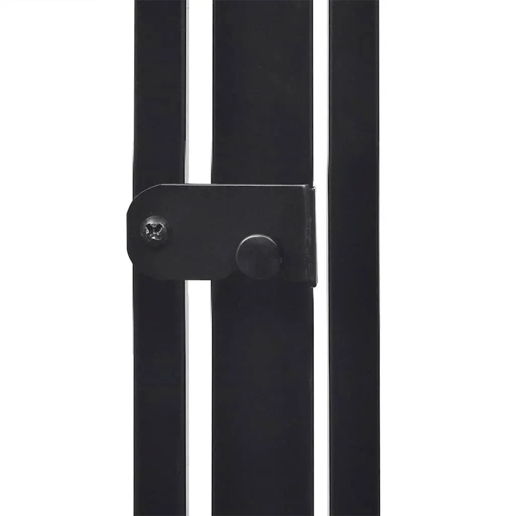 Fireplace Fence Black Steel Guard Screen with Swing Gate Door Barrier
