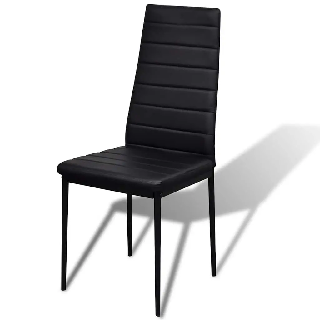 Dining Set Modern Black 5 Pieces Kitchen Table and Chairs Artificial Leather