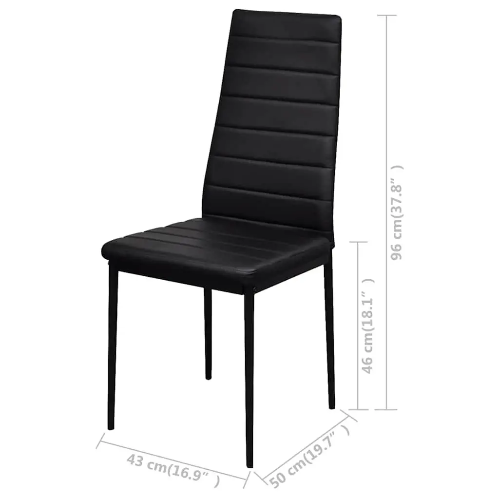 Dining Set Modern Black 5 Pieces Kitchen Table and Chairs Artificial Leather