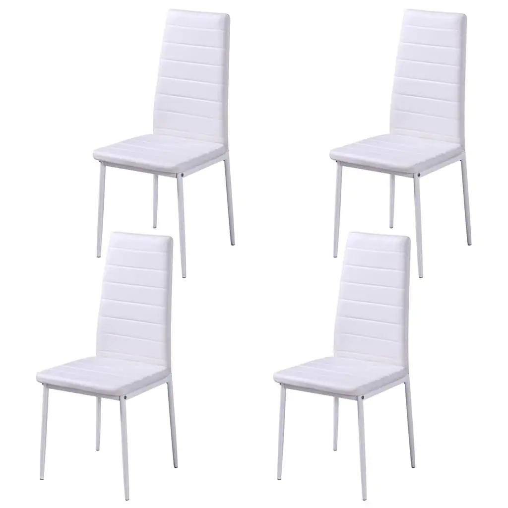 Dining Set 5 Pieces Kitchen Table Chairs Artificial Leather Black White Modern