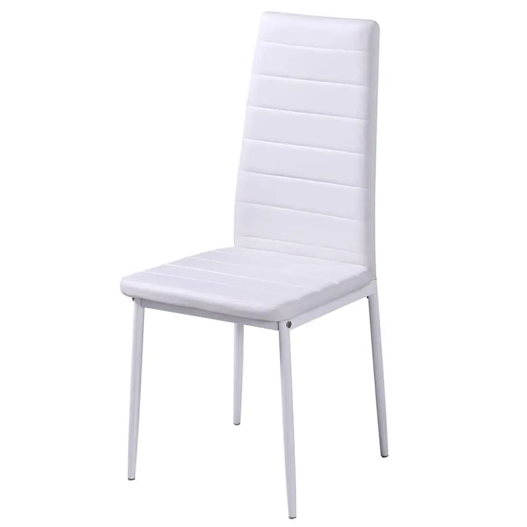 Dining Set 5 Pieces Kitchen Table Chairs Artificial Leather Black White Modern