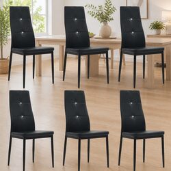 Friendly Black Faux Leather Dining Chairs Set of 6