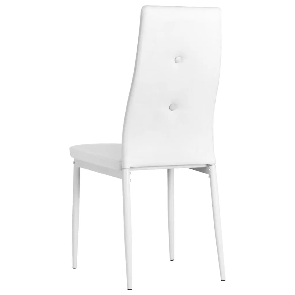 Dining Chairs Set of 6 White Faux Leather Kitchen Room Furniture Modern Design