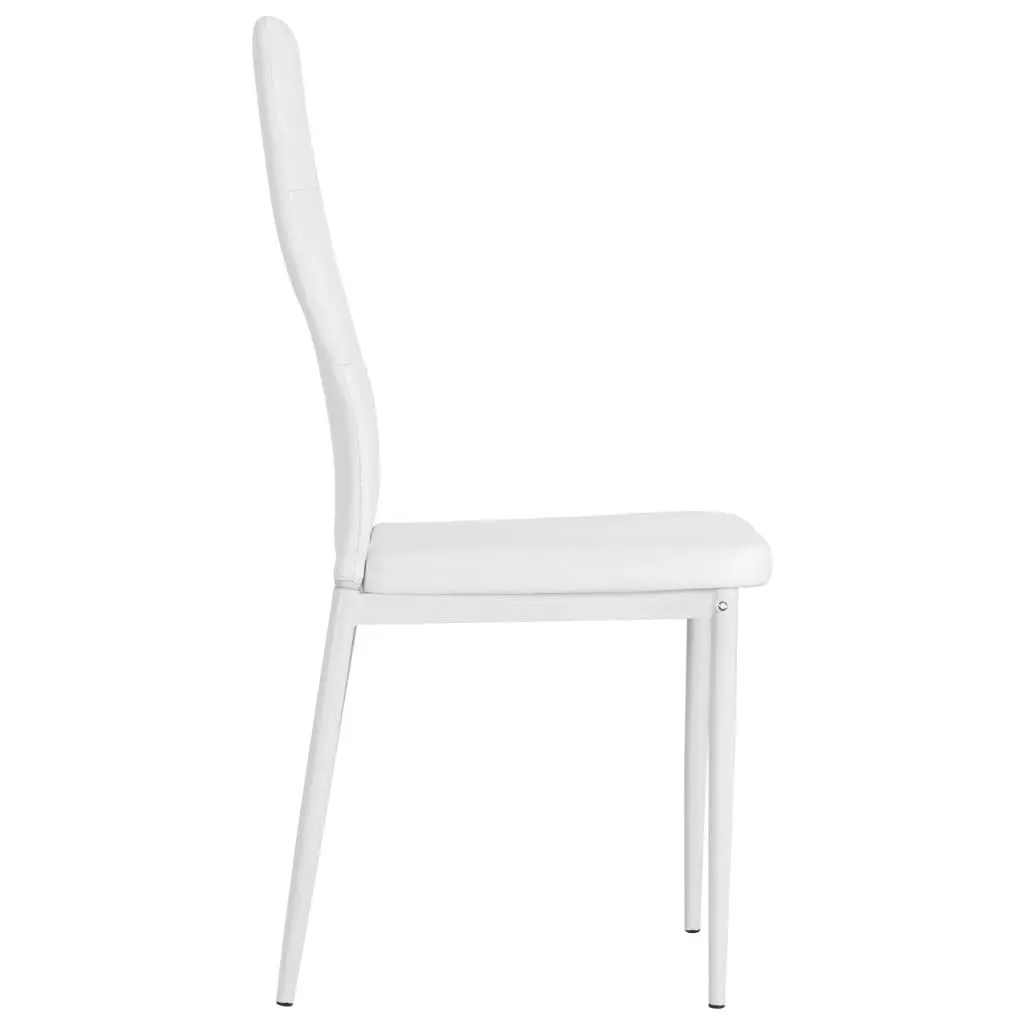 Dining Chairs Set of 6 White Faux Leather Kitchen Room Furniture Modern Design