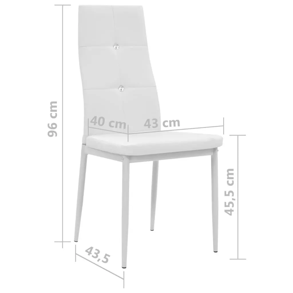 Dining Chairs Set of 6 White Faux Leather Kitchen Room Furniture Modern Design