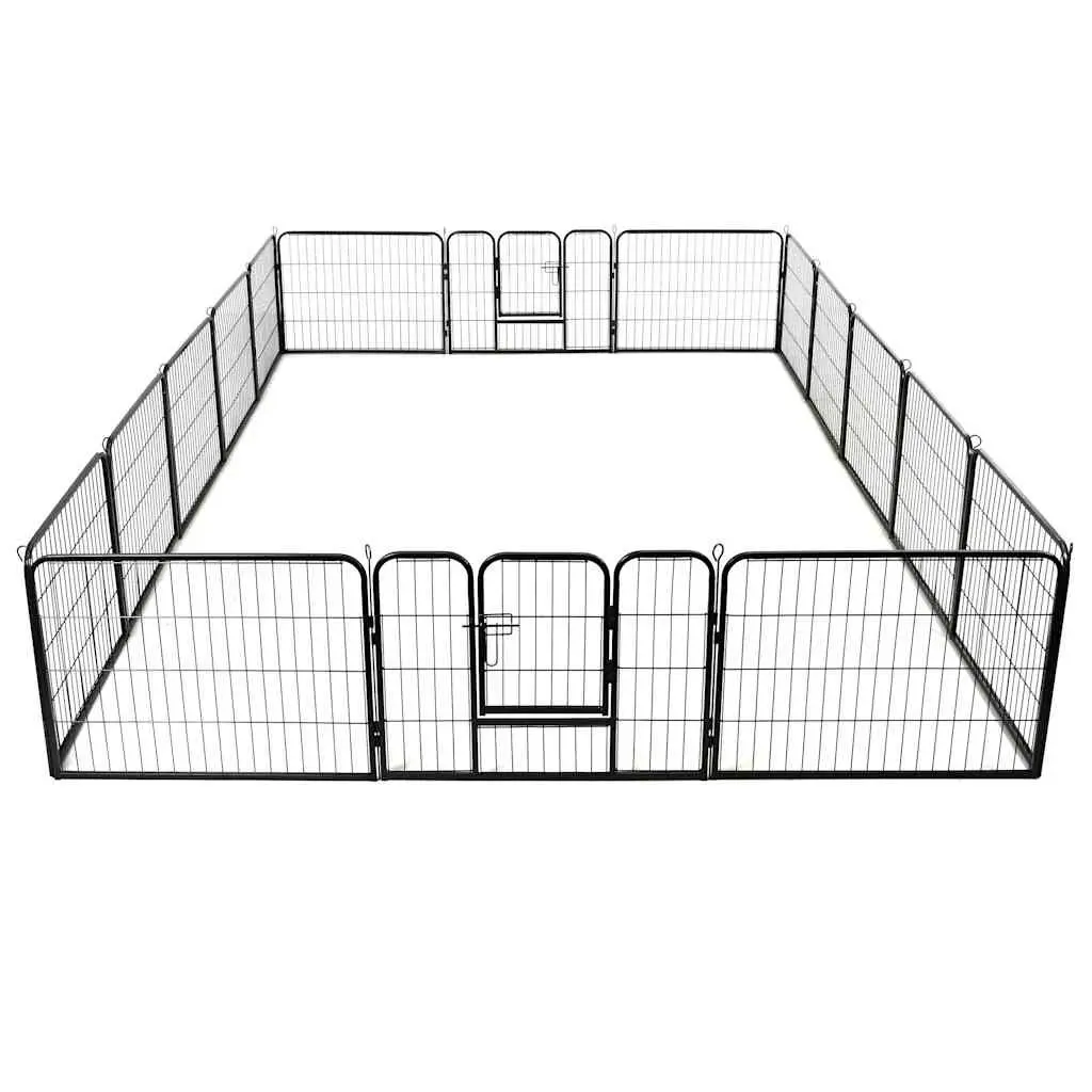 Dog Playpen 16 Panels Heavy-Duty Steel Outdoor Indoor Exercise Enclosure 60 x 80 cm