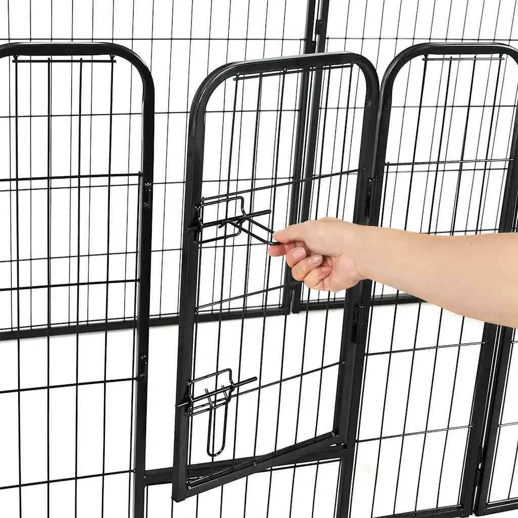 Dog Playpen 16 Panels Heavy-Duty Steel Outdoor Indoor Exercise Enclosure 60 x 80 cm