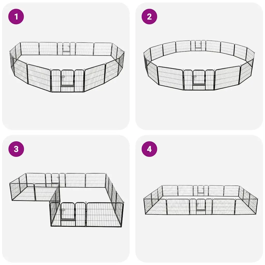 Dog Playpen 16 Panels Heavy-Duty Steel Outdoor Indoor Exercise Enclosure 60 x 80 cm