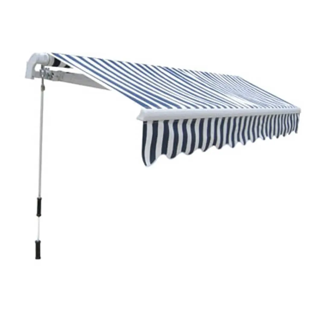 Folding Manual Awning Adjustable 300cm Blue White