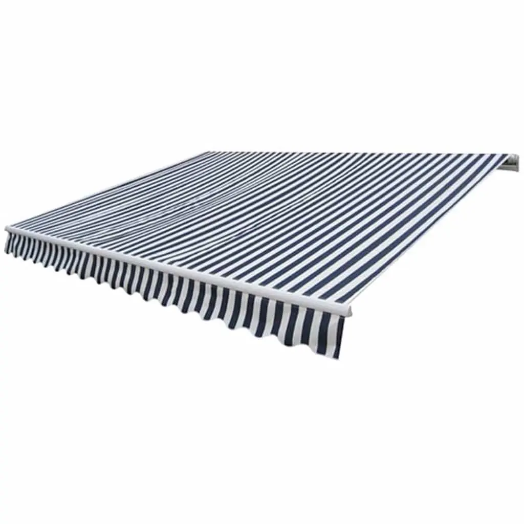 Folding Manual Awning Adjustable 300cm Blue White