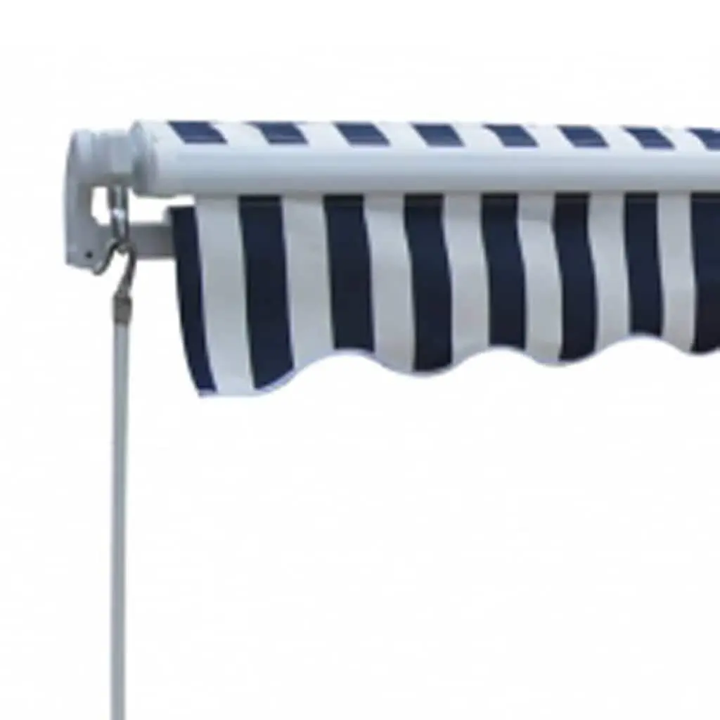 Folding Manual Awning Adjustable 300cm Blue White