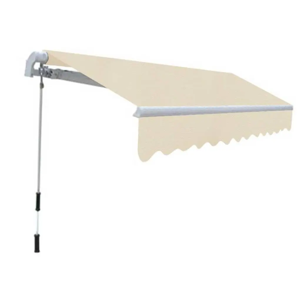 Folding Awning Manual Operation 300cm Cream Outdoor Patio Garden Shade