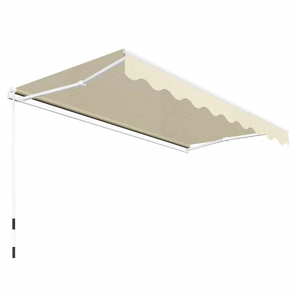Folding Awning Manual Operation 300cm Cream Outdoor Patio Garden Shade