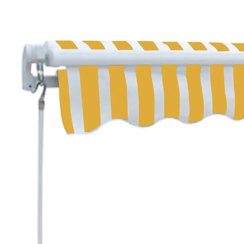 Folding Manual Awning 300cm Garden Patio Outdoor Sun Shade Yellow White
