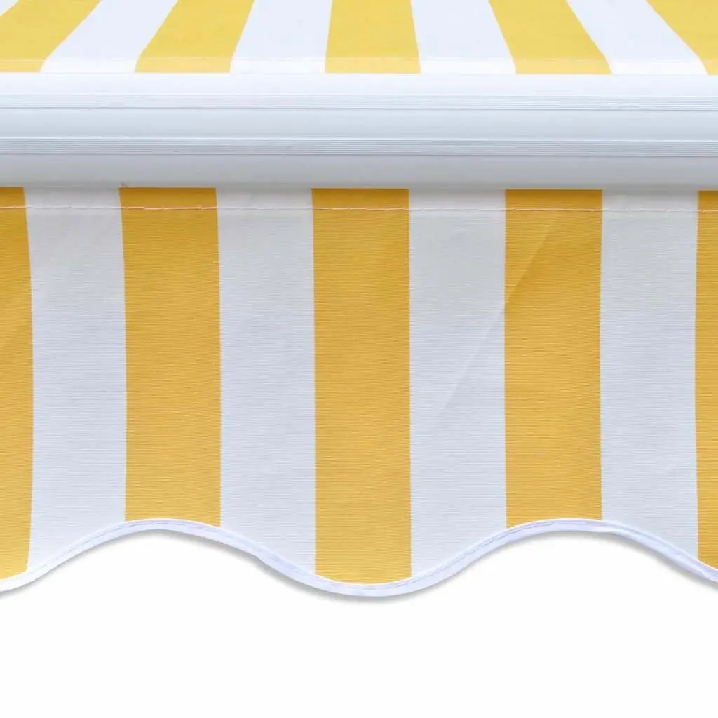 Folding Manual Awning 300cm Garden Patio Outdoor Sun Shade Yellow White