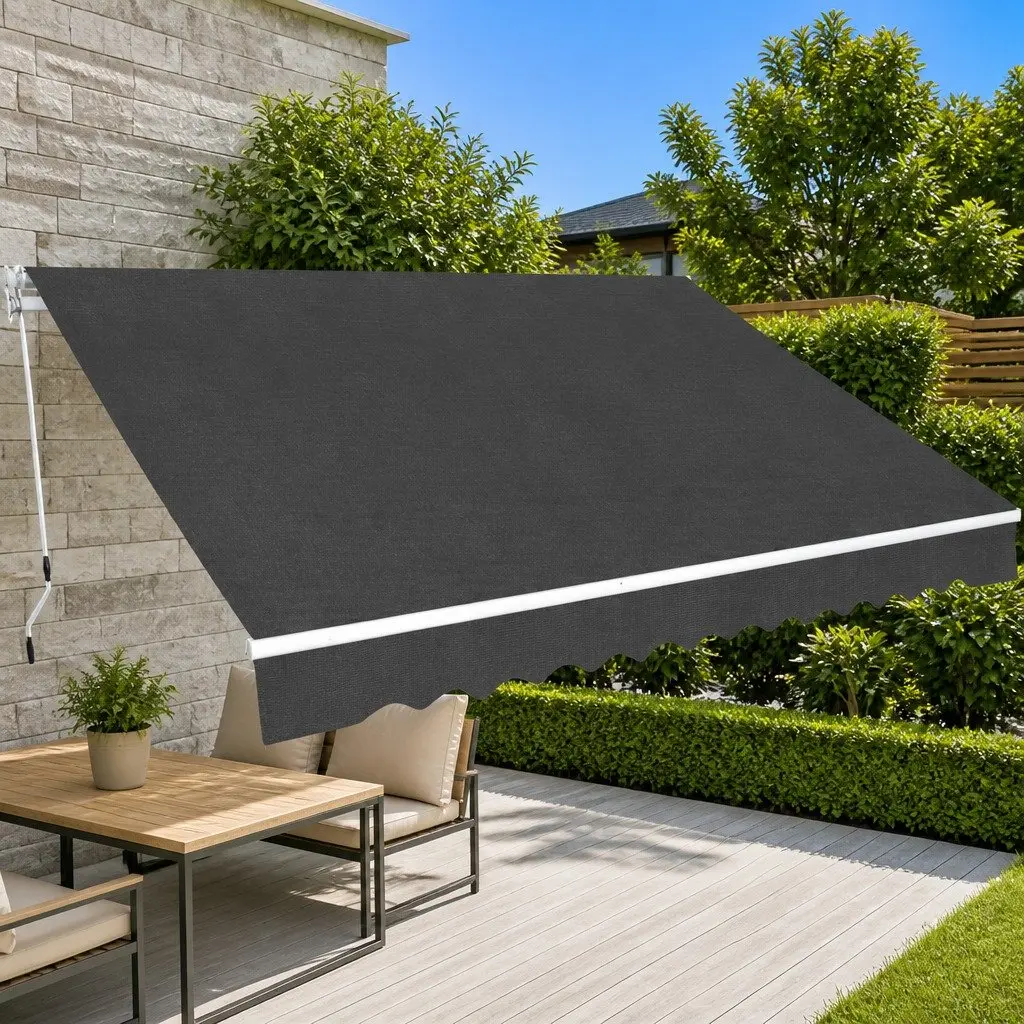 Manual Folding Awning Anthracite 450cm Garden Patio Outdoor Window Door Shade