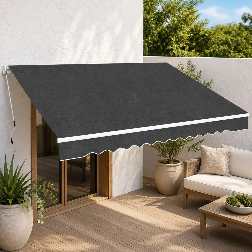 Manual Folding Awning Adjustable 400cm Anthracite Shade