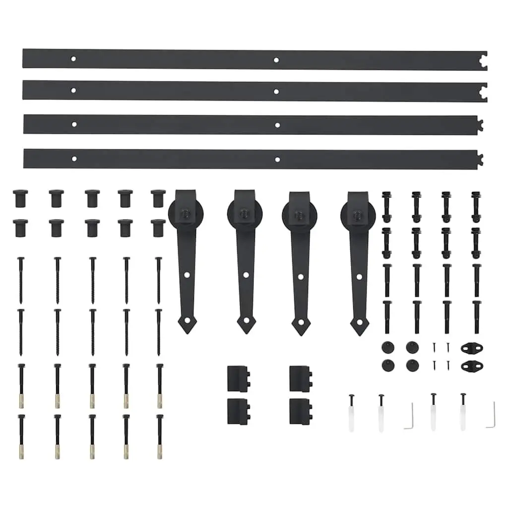 Sliding Door Hardware Kit Steel Track Rail Roller System 183cm