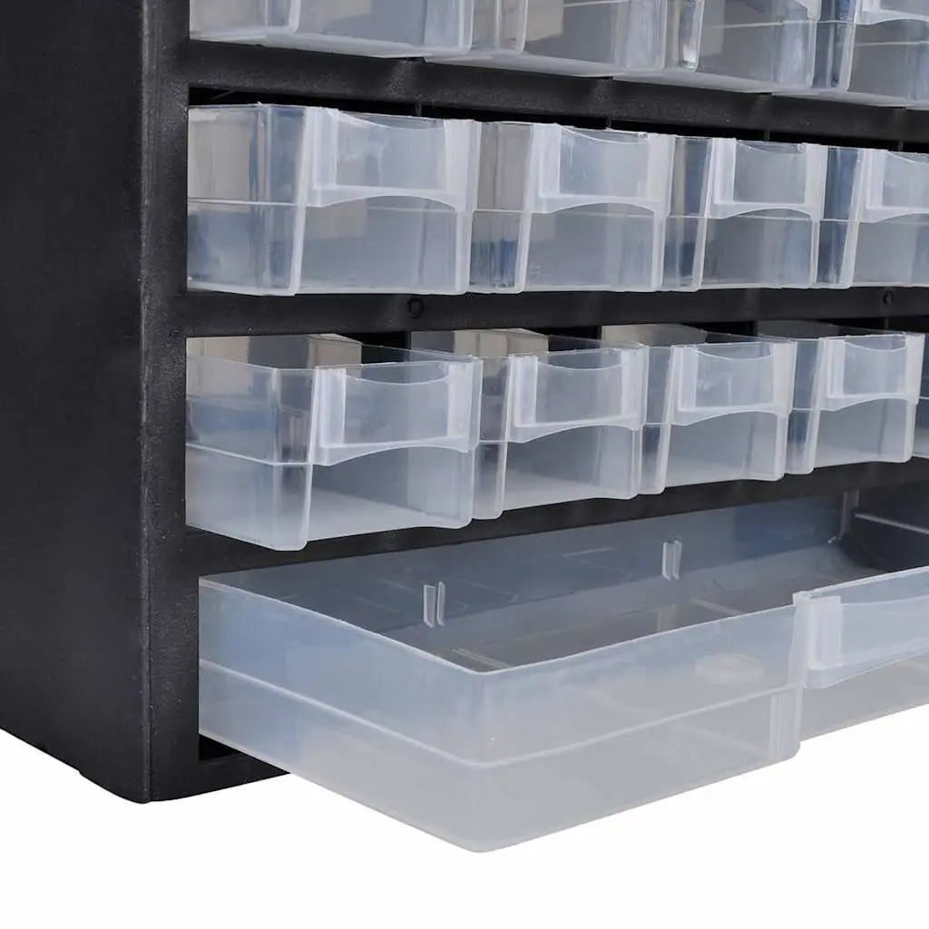 Plastic Tool Storage Cabinet Organizer 41 Drawers Black 2 Pieces