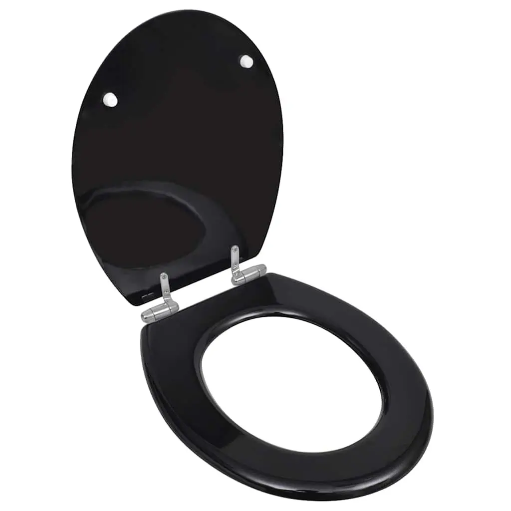 Toilet Seats with Soft Close Lids Black MDF 2 Pack Bathroom Fixture Hardware