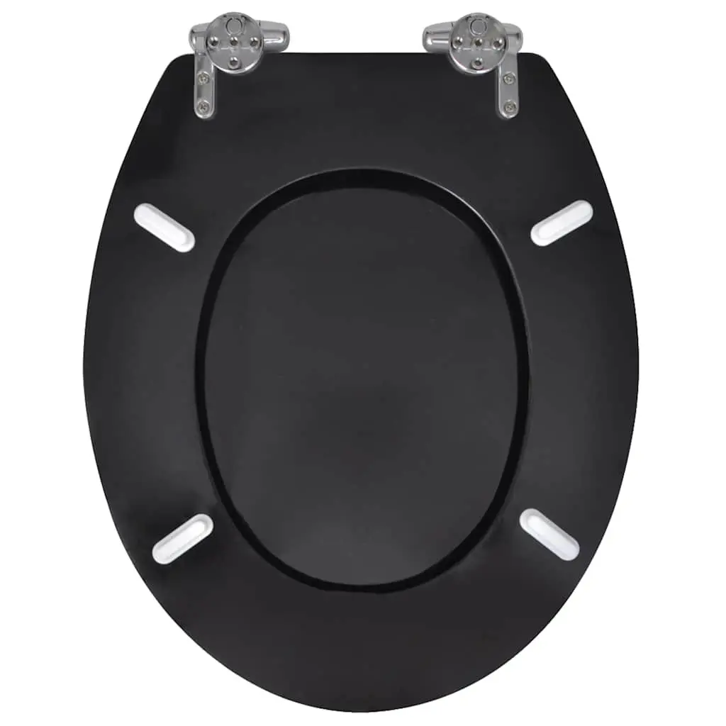 Toilet Seats with Soft Close Lids Black MDF 2 Pack Bathroom Fixture Hardware