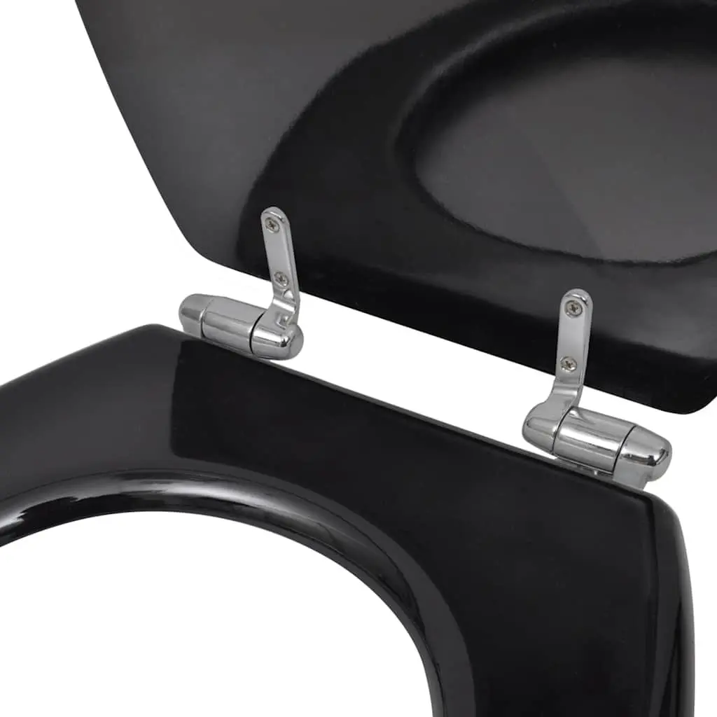 Toilet Seats with Soft Close Lids Black MDF 2 Pack Bathroom Fixture Hardware