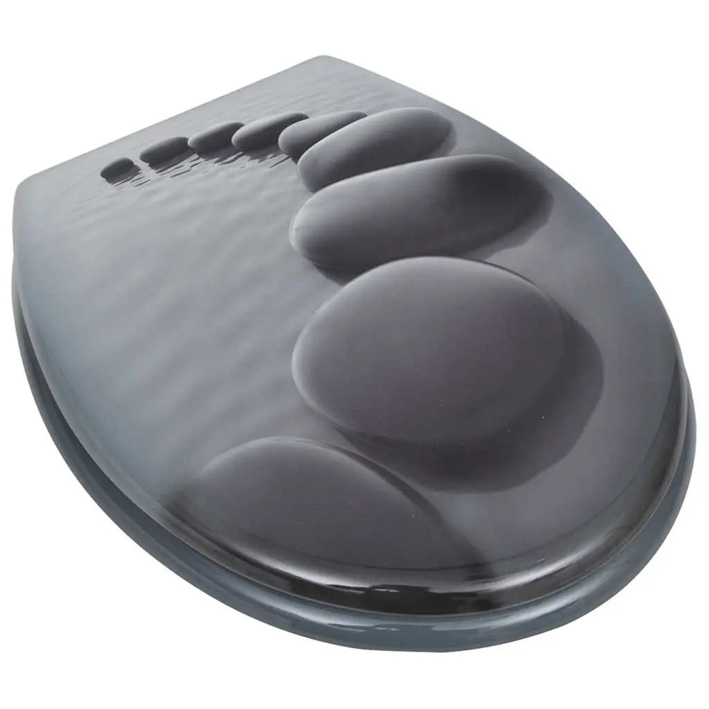 Toilet Seats with Lids Grey MDF Adjustable Hinges 2 Pack