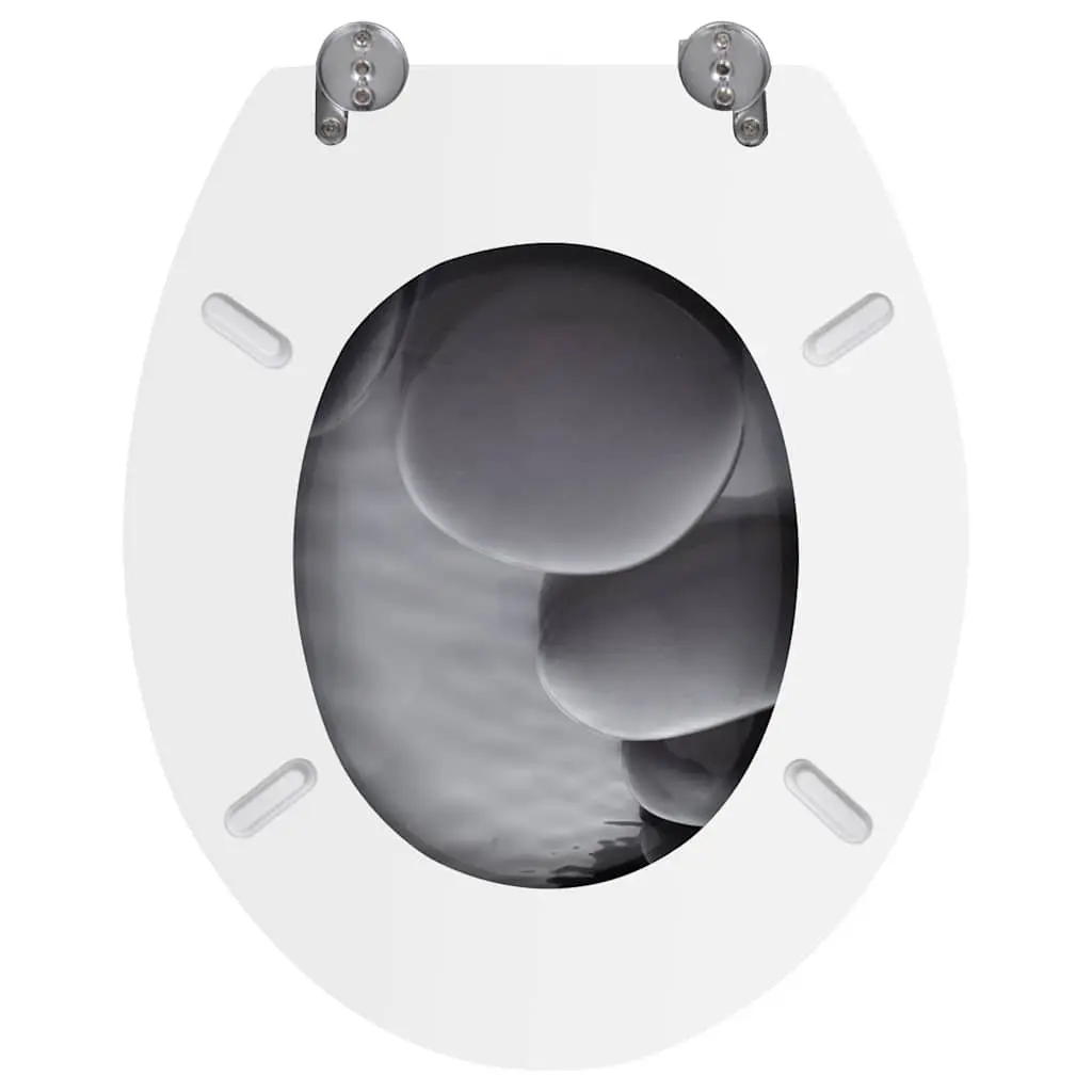 Toilet Seats with Lids Grey MDF Adjustable Hinges 2 Pack