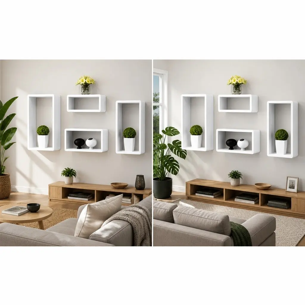 White Wall Cube Shelves Set 8 Piece Storage Display Floating Shelving Home Decor