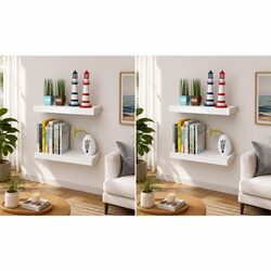 Wall Shelves Set of 4 White 40cm Display Floating Shelves Storage Home Decor